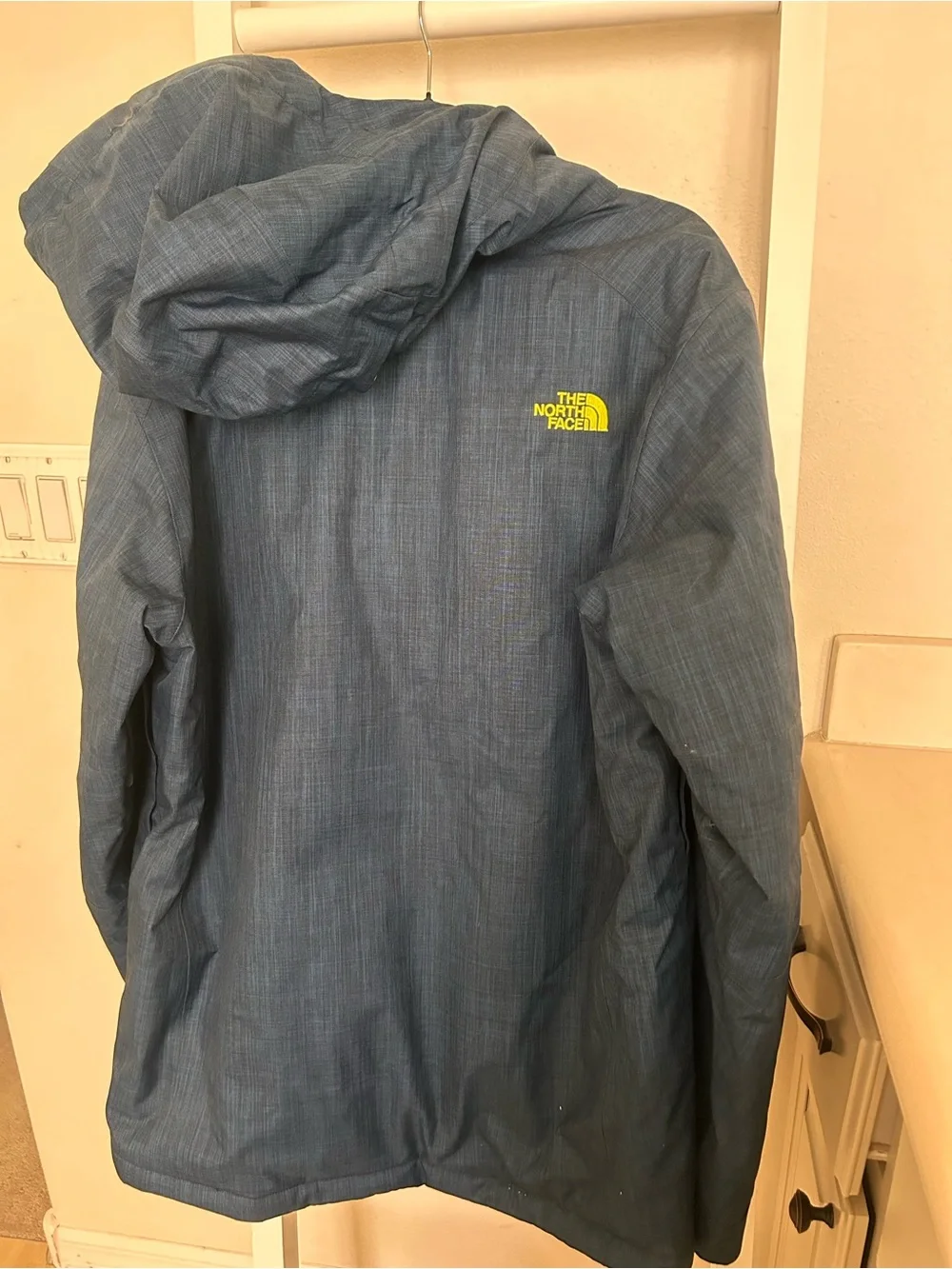 The North Face Men’s Deep Blue Hooded Ski Jacket with Neon Trim